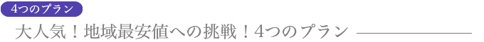 地域最安値への挑戦！４つのプラン